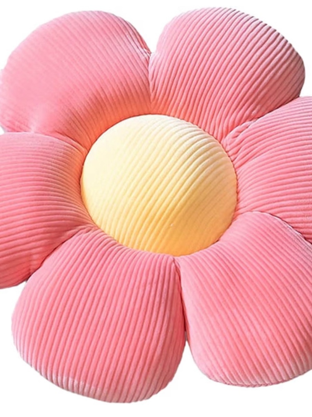 Plush Flower Throw Pillow - Pink and Yellow and Green and White - 2 pillows